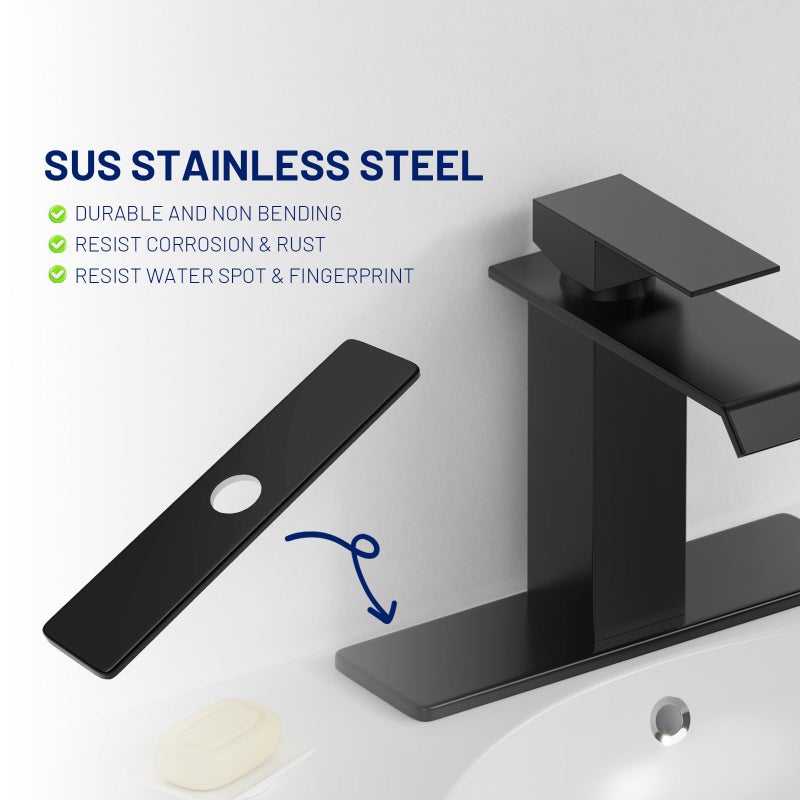 BWE 10 Inch Faucet Hole Cover.Bathroom or Kitchen Sink Hole Cover,Black Escutcheon Plate,Stainless Steel Deck Plate for 1 or 3 Hole Bathroom or Kitchen Sink Fauce - Image 2